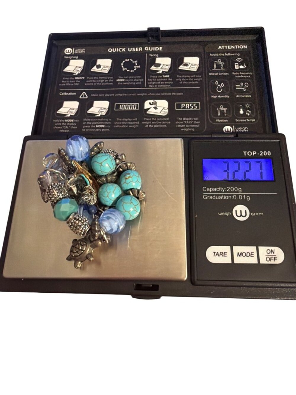 Ocean Themed Charm Stretch Bracelet Turquoise Enamel Glass Beads Dolphin Turtle - Picture 5 of 5